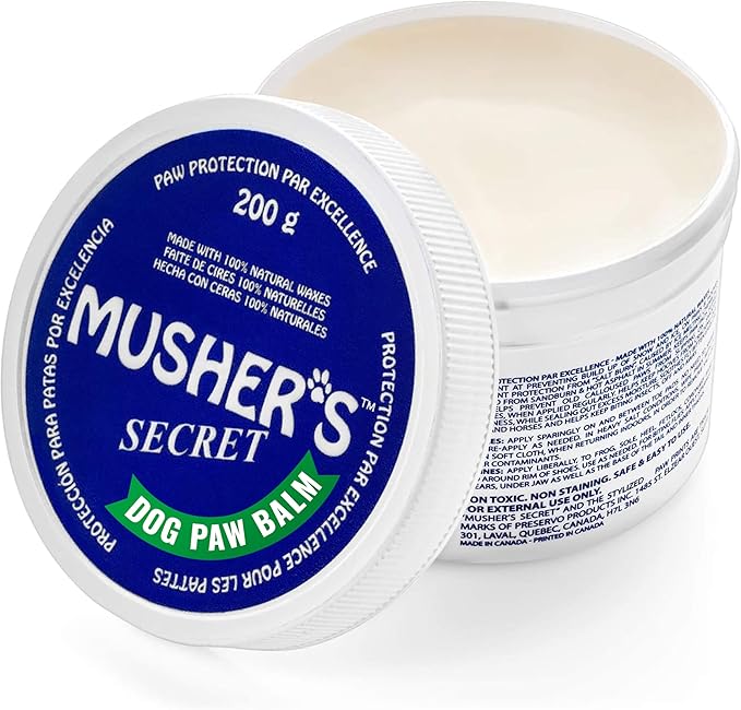 Musher’s Secret Dog Paw Wax 200g – Natural Paw Balm for Dogs with Vitamin E – Helps Protect Paws from Hot Pavement, Ice & Salt – Moisturizes Cracked Pads – Lick-Safe, Non-Toxic Dog Paw Protector