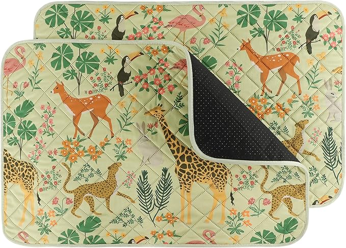 IEUUMLER Washable Pee Pads for Dogs, 2 Pack Forest Pattern Reusable Waterproof Puppy Pads, Non-Slip Super Absorbent Dog Training Pad for Playpen Crate Bed EU013 Green Jungle, 30x20