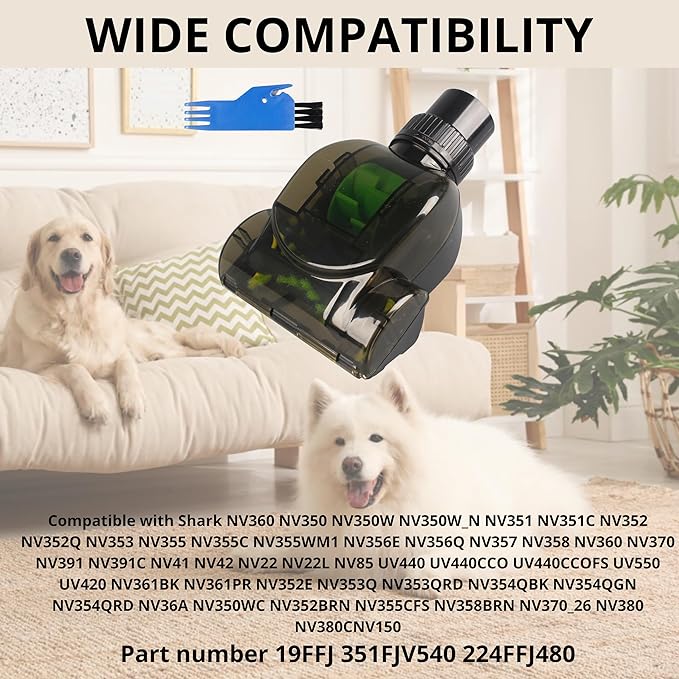 [Pack of 2] Upgraded Pet Hair Turbo Brush for Shark Navigator – High-Speed Vacuum Attachment for Deep Cleaning Fur & Dust – Compatible with NV360, NV350, NV352 & More – Easy Install & Durable Design