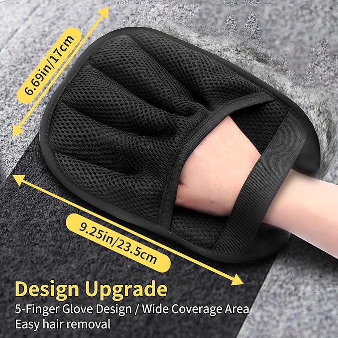 2 Pcs Pet Hair Removal Glove, 2025 Upgraded Five-Finger Electrostatic Grooming Tool for Cats & Dogs, Reusable Magic Fur Remover for Furniture, Car, Couch & Clothing, Essential Pet Grooming Supplies