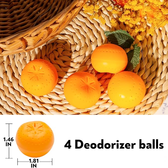 4 Pack Baking Soda Deodorizers, Shoe Deodorizer Balls, Air Freshener for Home, Odor Eliminator for Closets Bathroom Pets, Up to 80 Days