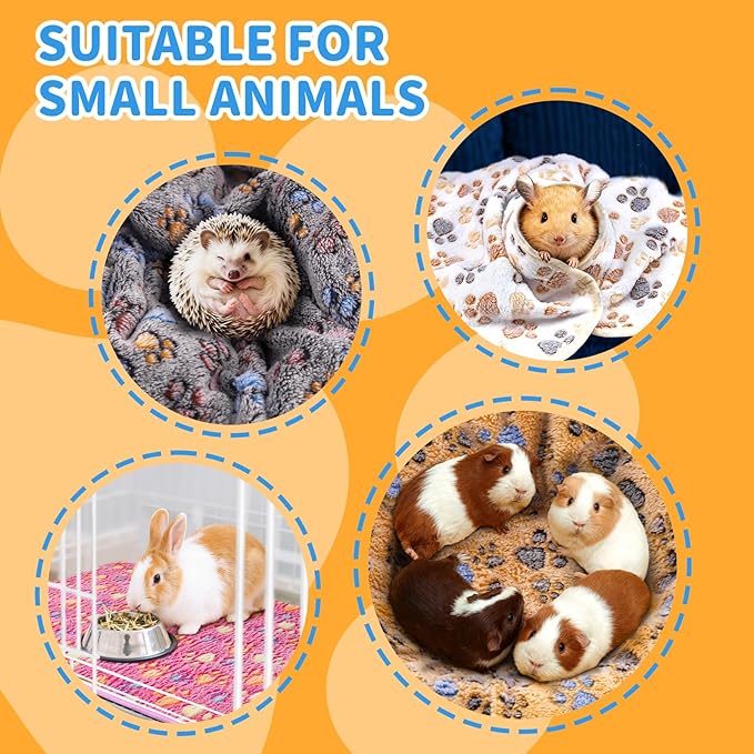 8Pack Soft Guinea Pig Bedding Blankets Washable Small Animal Fleece Cage Liners Reusable Pet Pee Pad Sleep Mat Pad Cover for Hamster Chinchilla Rabbit Hedgehog Dog Cat Essentials (20×30 Inch)