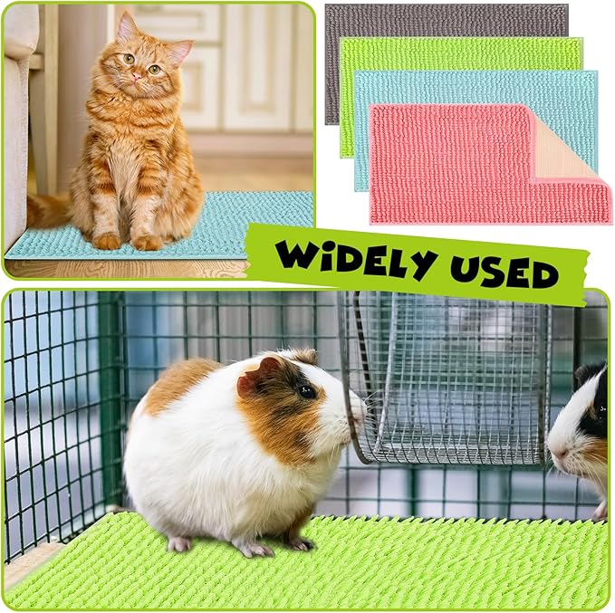 Barydat 8 Pcs Guinea Pig Cage Liner for Guinea Pig Cage Bedding Reusable Rabbit Mat Pad Washable Training Pad Animal Sleeping Bedding Mat(47x24'',Gray, Green, Pink, Blue)