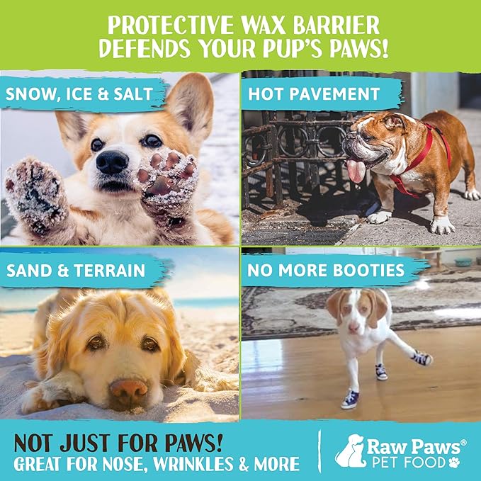 Raw Paws Paw Wax for Dogs & Nose Balm - Value Size (4-Ounce) - Paw Cream & Wax for Dry, Cracked Pads & Snouts - Dog Paw Balm - Paw Soother for Cats - Horse Hoof Care - Nose Butter for Bulldogs