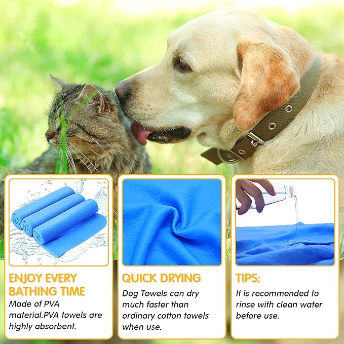 Tatuo 3 Pieces Pet Absorbent Dog Bath Towel 25.2 x 16.34 Inch Quick Drying Pet Shower Grooming Towel Machine Washable Suitable for Any Size Dogs Cats