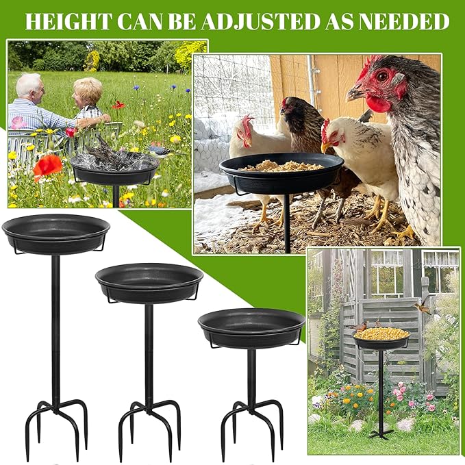 28In Freestanding Birdbaths Bowl Outdoor, Free Standing Garden Bird Bath Bird Feeder Bowl with Metal Stake, Detachable Decoration Spa Birdfeeder for Garden Patio Yard Lawn, New Upgrade(A)