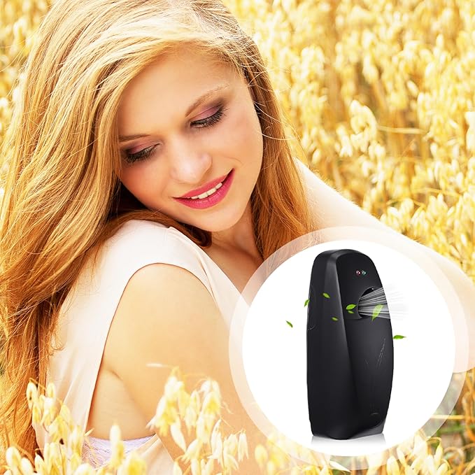 Automatic Air Freshener Spray Dispenser Home indoor Wall Mounted Automatic Spray Dispenser Air Freshener Spray, Commercial and Home Use, Bathroom, Hotel, Office and Public Area (Black, 6 Pcs)