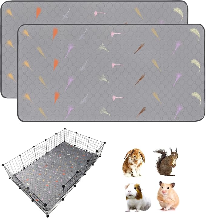 2Pcs Guinea Pig Cage Liners,Guinea Pig Fleece Cage Liners36''X60'' Super Absorbent Washable Pee Pads Reusable for Rabbit Hamster Chinchilla