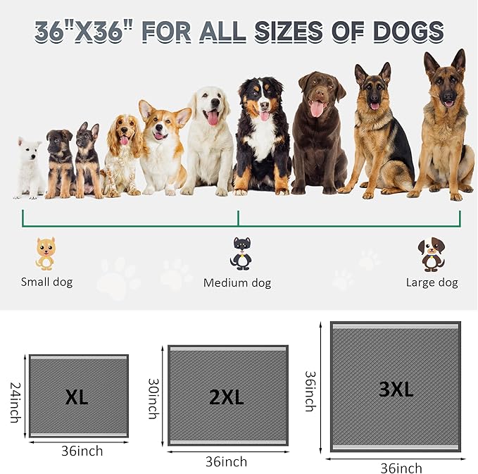 36"x36" Activated Charcoal Pee Pads for Dogs , 32 Count, Extra Large, Super Absorbent, Leakproof and Odor Resistant, Disposable Puppy Pads, Pet Training Pads, Potty Pads