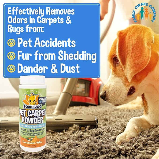 Bodhi Dog Natural Carpet Deodorizer Powder - Dry Pet Smell Eliminator & Urine Odor Remover - Loosens Fur & Dirt - Plant-Based Room Freshener for Vacuuming Home with Pets - Cucumber Melon (Pack of 1)