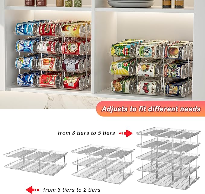 Can Storage Organizer Pantry and Canned Food Holders for Soup Can Goods Dispenser with Rack Clear 9-Pack