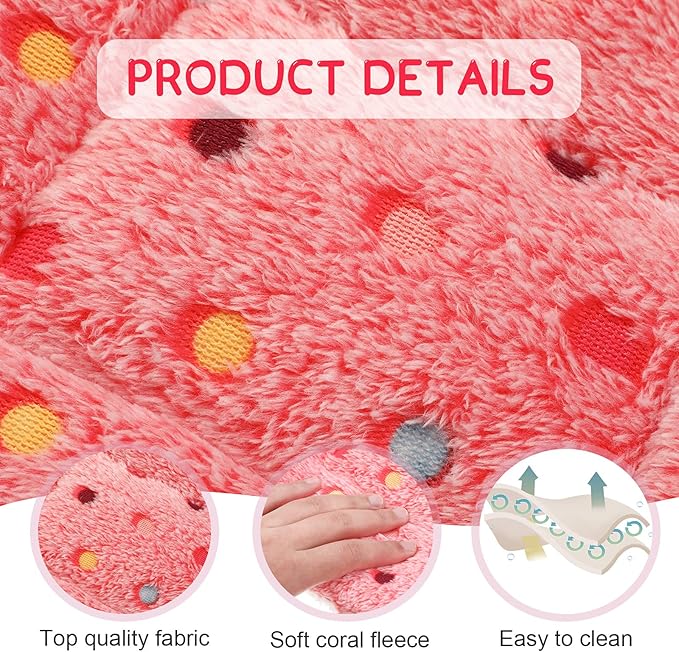 Jetec 3 Pcs Bunny Guinea Pig Beds Soft Bunny Mats Warm Guinea Pig Mat Small Animal Winter Bed Pads Fleece Sleeping Pads for Indoor Rabbit Hamster Squirrel Hedgehog Chinchilla Ferret(Dots)