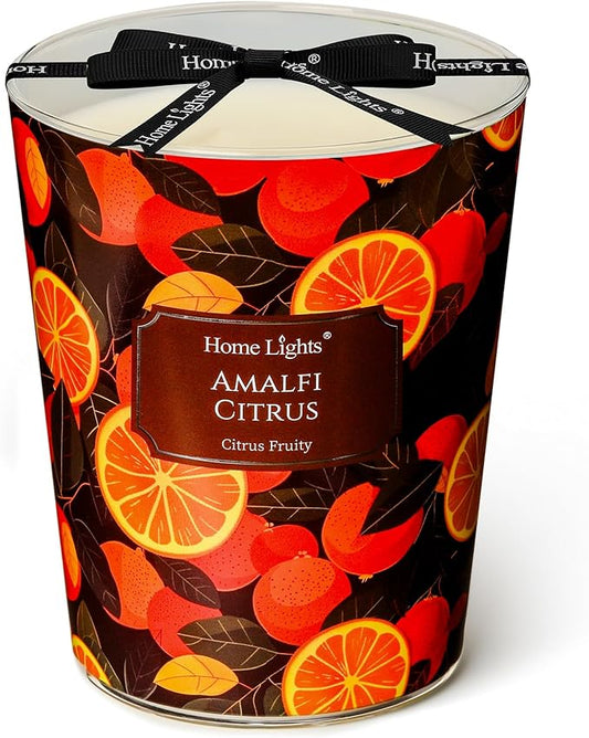 HomeLights 3-Wick Candles for Home Scented - 34oz Soy Wax Blend Candle Long-Lasting Fragrance, Eclectic Mixed Styles Home Decor and Housewarming Gifts, Amalfi Citrus