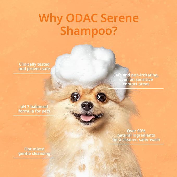 ODAC Overture Derma Serene Pet Shampoo, Gentle, Skin Friendly with Winter Cherry Root & Korean Patchouli, Rich Lather & Herbal Freshness, for Dogs & Cats, 10.14 fl oz Korea Beauty Pet Skincare