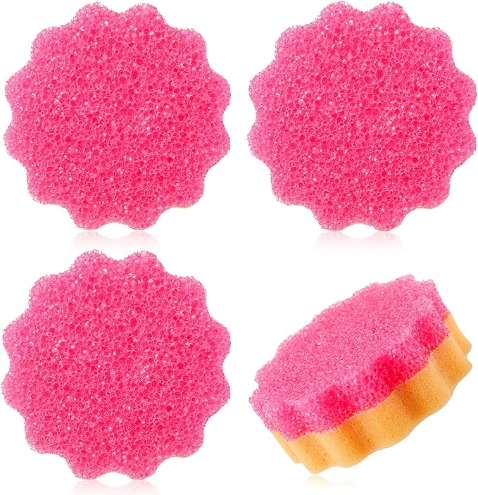 3 Pcs Dual Sided Scrub Sponge Multi Functional Cute Temperature Sensitive Non Scratch Dish Sponge for Washing Dishes Kitchen Bathroom(Flower)