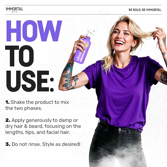 Immortal NYC Keratin, Leave in and Detangler Spray, 17 oz, For Colored and Damaged Hair