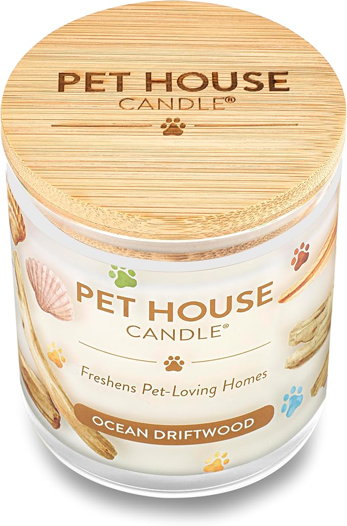 One Fur All Pet Odor Candle, 9 OZ Ocean Scented Candle, Clean Burning, Long Lasting Air Freshener for Home - Ocean Driftwood
