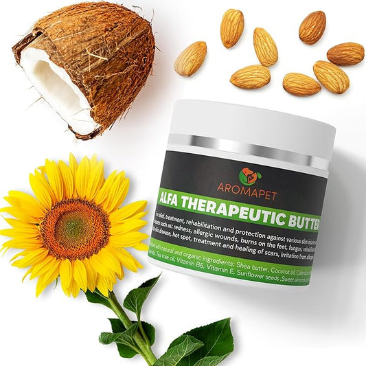 Therapeutic Paw Butter for Dogs - Non-Toxic, Lick-Safe Nose Balm for Dogs + Dog Paw Balm for Dry Cracked Paws - Moisturizing Paw Wax with Coconut Oil for Dogs, Shea Butter, & Vitamin E- 50mL.