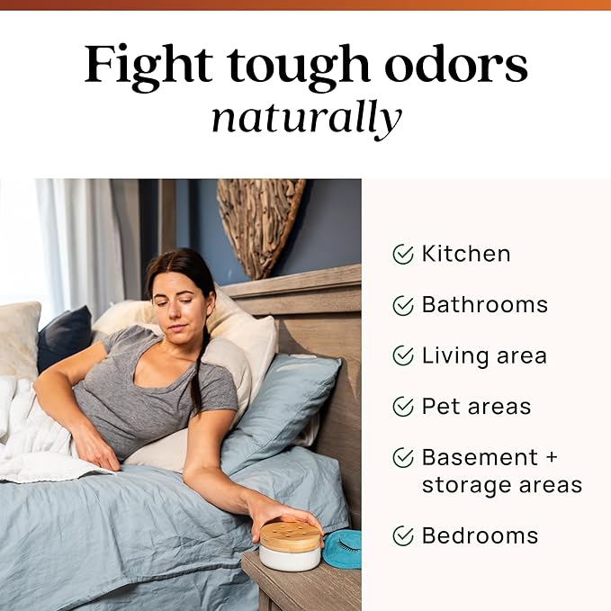 Azuna Air Freshener & Odor Eliminator for Strong Odor | 2 Room Kit Includes (2) Empty Luxe Glass Jar & 12oz Gel Refill with Tea Tree Essential Oil | Sandalwood Scent | Last 60-90 Days