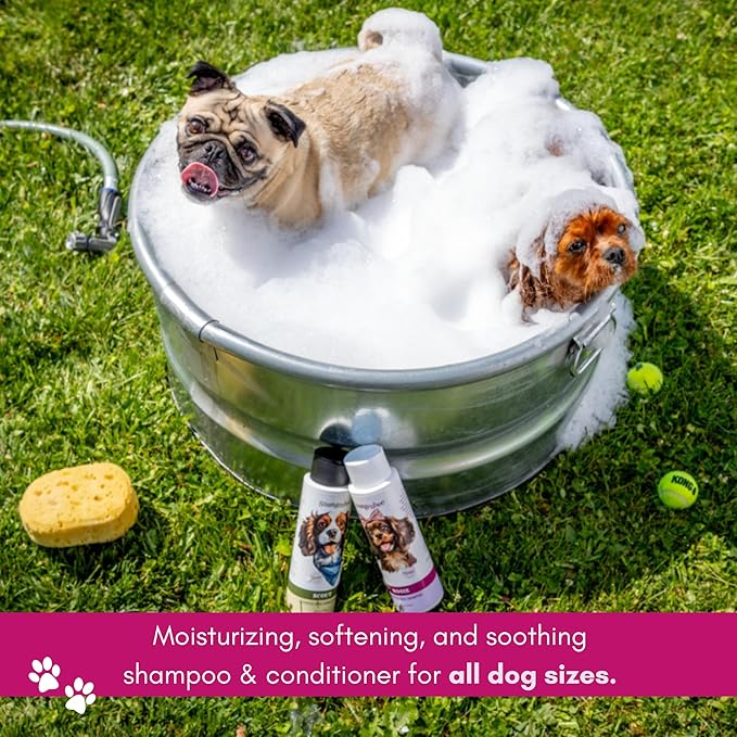 Rosie Dog Shampoo & Conditioner Combo 2 Pack - Floral Scented, Moisturizing & Hydrating - Makes Combing Easier, Promotes Fur Growth, Relieves Itchiness - 2 Bottles 16 oz