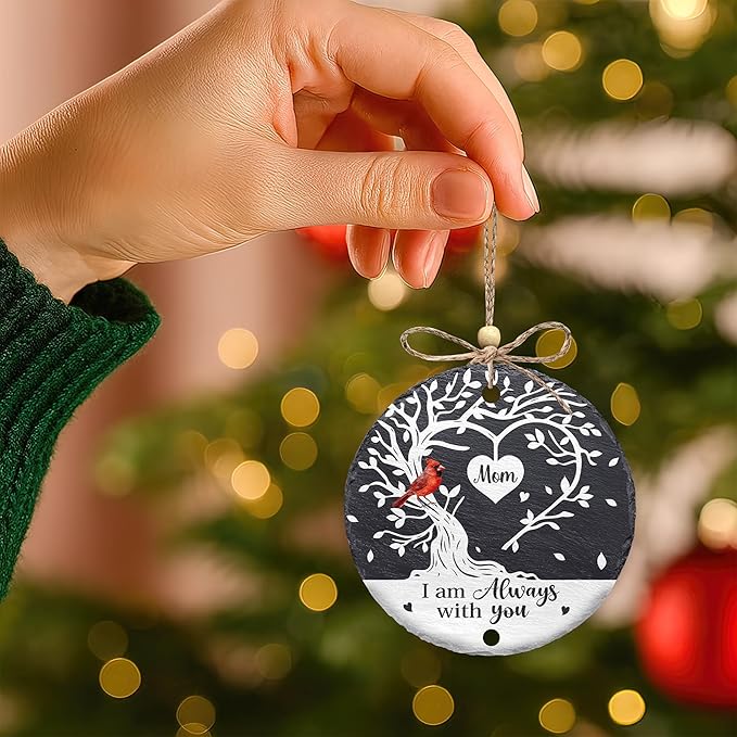 Hyturtle Memorial Cardinal Ornament for Mom – 4" Stone Hanging Tree Decoration with Red Bird Charm – Sympathy Gift, Loss of Mother Keepsake – I'm Always with You Ornaments Memorial 2