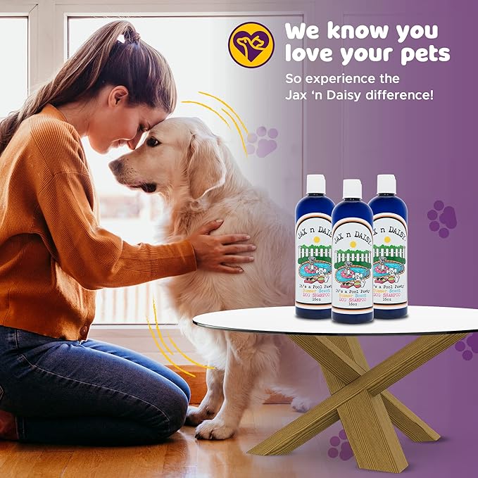 Jax n Daisy it s a Pool Pawty Summer Scent Dog Shampoo Essential Oil Shampoo for Dogs Gentle Dog Hair Cleanser Fresh Clean Cruelty Free Vegan Fur Made in The USA 16 oz