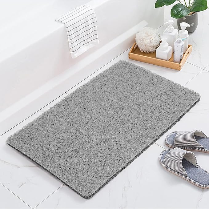 Joyhalo Bathtub Mat Non Slip, Bath Mat for Tub, Shower Mats for Inside Shower, 17x30 Inch, PVC Loofah Bathroom Mats for Wet Areas, Quick Drying, Grey