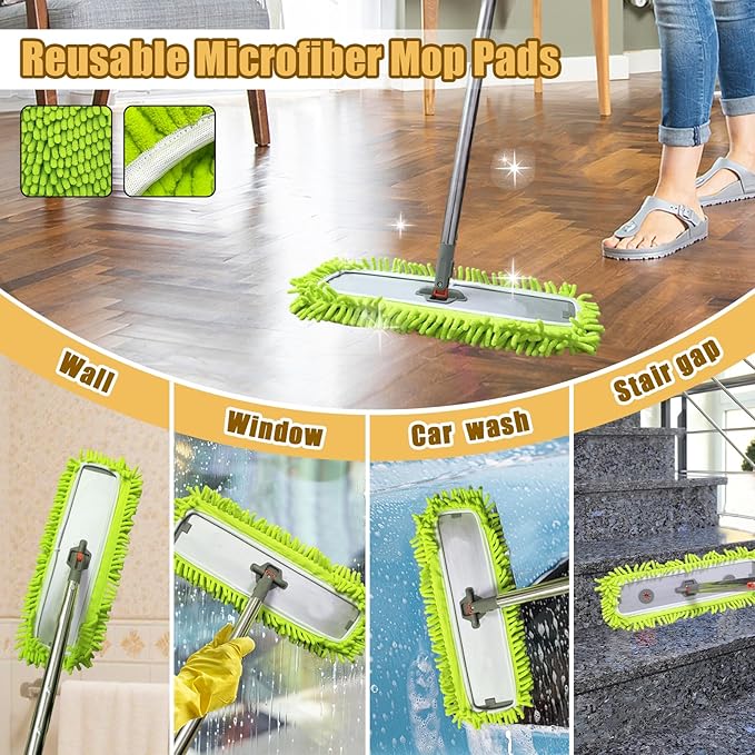 4PCS XL Mop Pads Compatible with Swiffer XL Sweeper,Reusable X-Large Dry Sweeping Cloths for Swiffer,XL Wet Pads Refills & XL Washable Wet Mopping Cloths for Hardwood Floor/Tile/Marble Cleaning