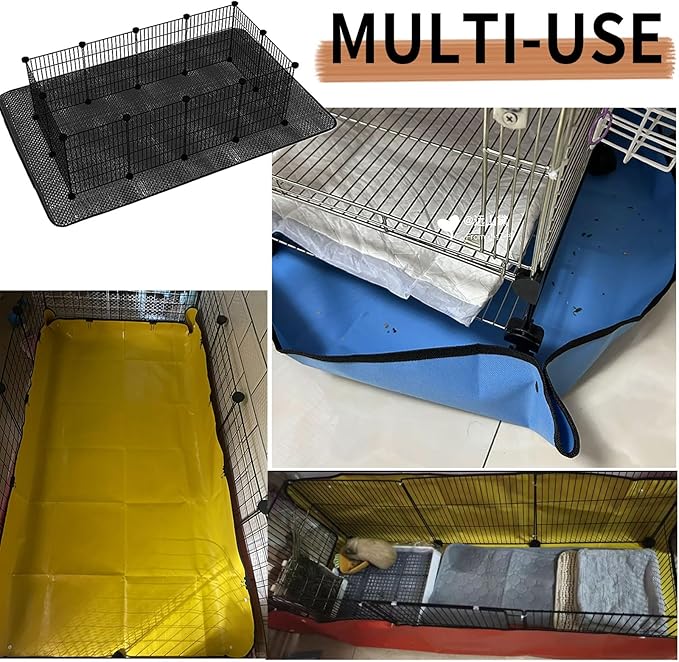 Oncpcare Waterproof Pet Playpen Mat for Rabbits 59×59 in — Large Reusable Tarp Base Gives Small Pets A Spacious, Comfortable Play and Rest Area (Black)