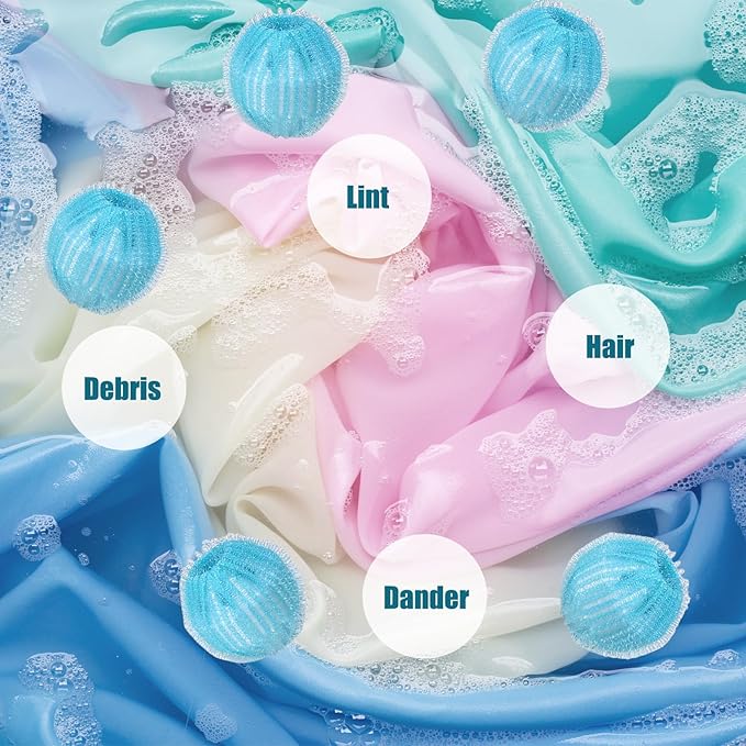 12 PCS Pet Hair Remover for Laundry, Reusable Dog & Cat Hair Remover for Laundry, Laundry Pet Hair Catcher for Clothes, Bedding, Won’t Damage Fabrics (Blue)