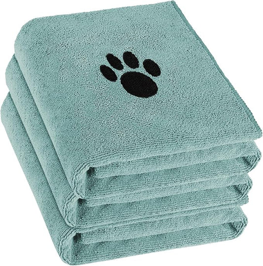 3 Pack Microfiber Dog Towels for Drying Dogs, Super Absorbent and Soft Pet Grooming Towel, 40 Inch X 23.6 Inch, Perfect Dog Drying Towels for Large, Medium or Small Dogs, Lake Blue