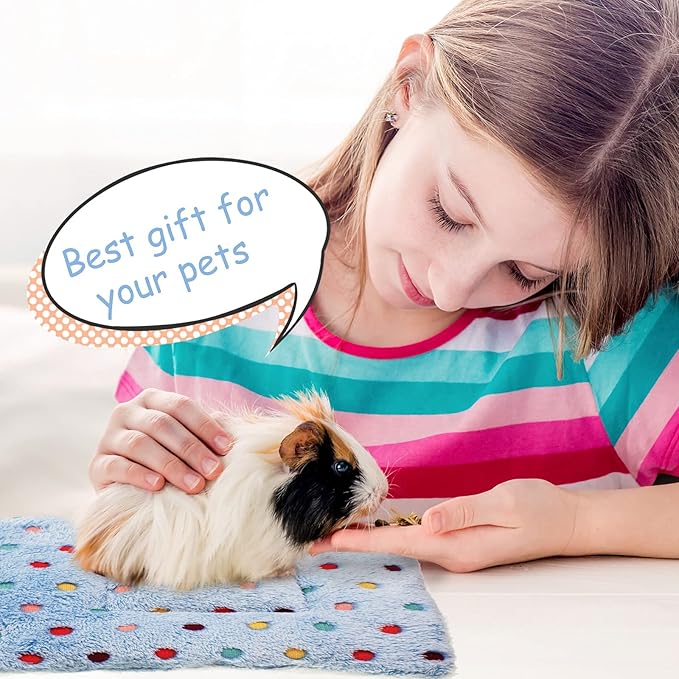 Jetec 3 Pcs Bunny Guinea Pig Beds Soft Bunny Mats Warm Guinea Pig Mat Small Animal Winter Bed Pads Fleece Sleeping Pads for Indoor Rabbit Hamster Squirrel Hedgehog Chinchilla Ferret(Dots)