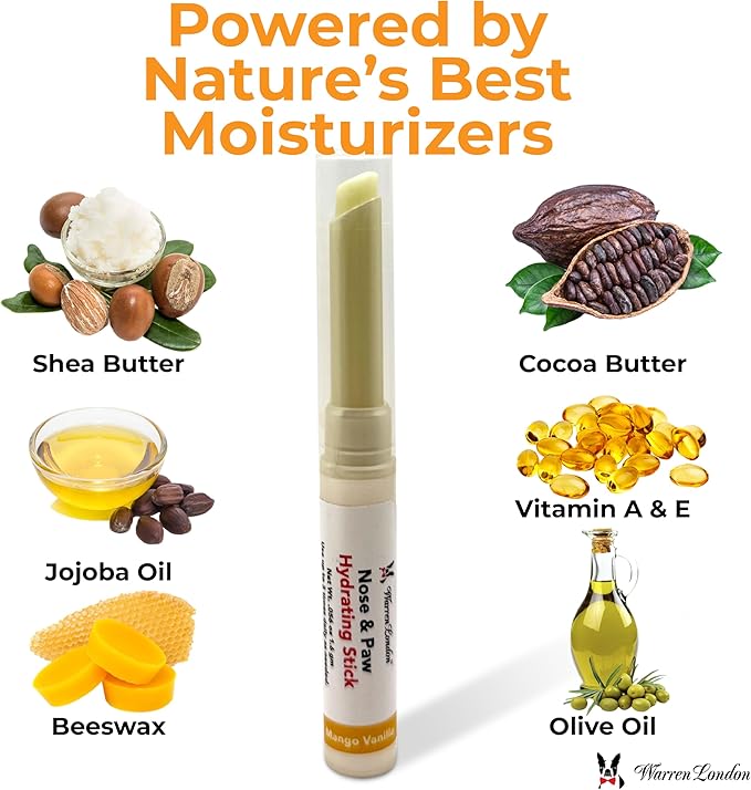 Warren London Nose & Paw Balm Stick for Dogs | Hydrating Moisturizer for Dry, Cracked Paw Pads | Soothes & Protects Dog Paws and Noses | Easy Glide-On Application