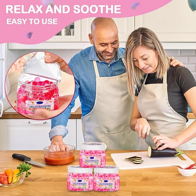 18 Pack Odor Eliminator Gel Beads Bulk 8 Ounce Air Freshener Gel Beads Scent Removing Long Lasting Eliminates Odors for Home, Bathrooms, Cars, Boats, RVs and Pet Areas(Rose)