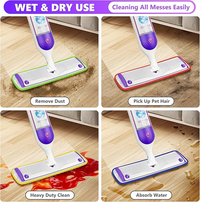 18 Pack Reusable Mop Pads Compatible with Swiffer PowerMop, Wood Floor Pads Microfiber Mop Replacement Refills Machine Washable for All Floor Surfaces