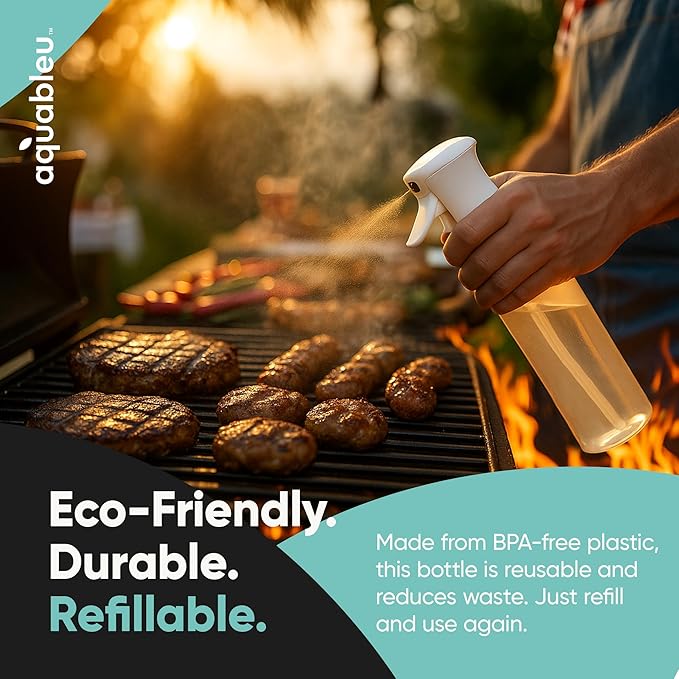 Aquableu Spray Bottle for Hair – Continuous Mist Spray Bottle for Hair Care, Styling, Cleaning, Plants, Pets & Essential Oils (Pack of 2 - Clear, 10oz)