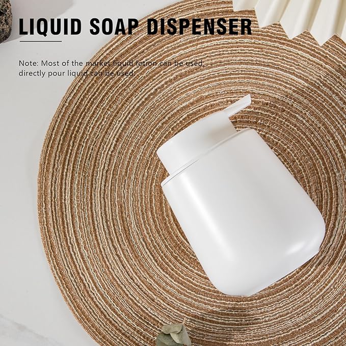 Soap Dispenser, Ceramic Foaming Soap Dispenser with Easy-to-Press Pump for Bathroom (White Liquid Dispenser)