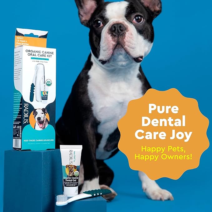 RADIUS Canine Oral Care Kit, Includes 1 Pet Toothbrush, 1 Critter Case, and 0.8 oz Canine Pet Toothpaste, Firm Bristle & Non Toxic Toothpaste for Dogs