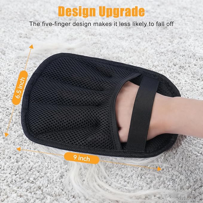 Pet Hair Removal Glove, Newly Upgraded Electrostatic Pet Hair Remover Glove with Comb & Pet Hair Keychain, Magic Glove for Pet Hair for Clothing, Couch, Carpet, Car Seat (2 Pack)