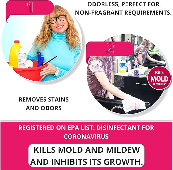 LUCAS-CIDE Salon and Spa Disinfectant Multipurpose Surface Sanitizer, EPA Disinfectant Cleaning Supplies Solution 16 oz (Pint) - Pink