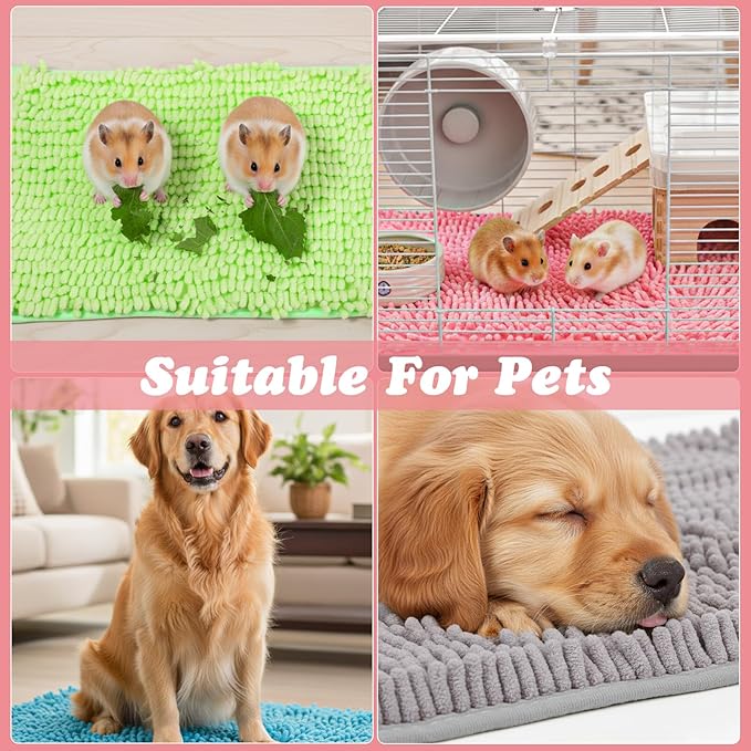 8 Pcs Guinea Pig Liner Washable Rabbit Cage Liner 16x12 Inch Guinea Pig Fleece Mats Reusable Bedding Pee Pads for Small Animals, Bunny (Gray, Green, Pink, Blue)