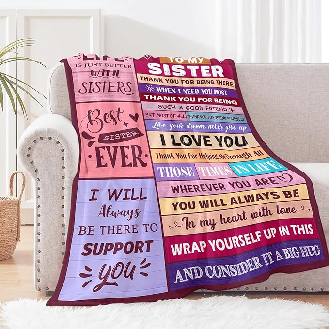 Sister Birthday Gifts - Sisters Gifts from Sister Adult - Sisters Blankets Gift for Women - Best Sister’s Ever Gift for Christmas Mothers Day & Valentines Day - to My Sister's Blanket 50"x60"