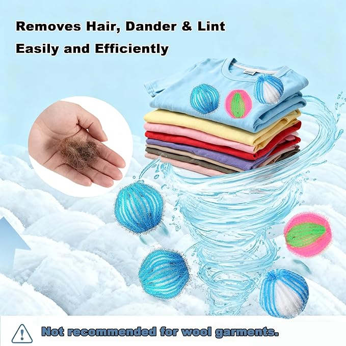 Upgrade 12 PCS Pet Hair Remover for Laundry, Reusable Dog & Cat Hair Catcher for Washer & Dryer, Removes Fur & Lint from Clothes & Bedding, Won’t Damage Fabrics (Gray)