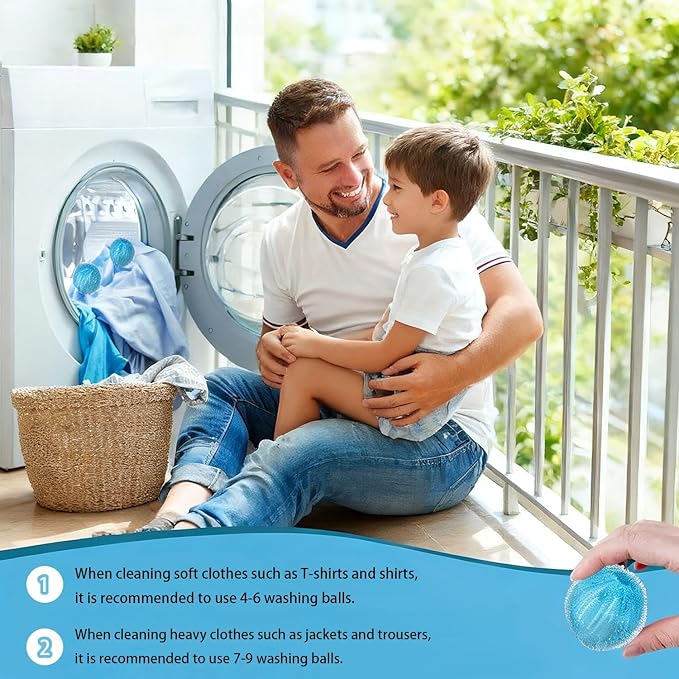 12 PCS Reusable Pet Hair Remover for Laundry - Effectively Removes Dog Cat Hair, Lint, Dander from Clothing and Bedding, Pet Hair Catcher - Safe for Washer & Dryer(Ocean Blue)