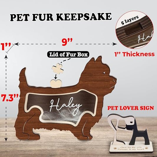 Yorkshire Terrier Hair Keepsake Box Wooden Fur Holder for Dog Unique Shape Standable Tabletop Decor Dog Memorial Gift for Pet Lover Family Friends Storing Hair Teeth Ashes PSD6-31L