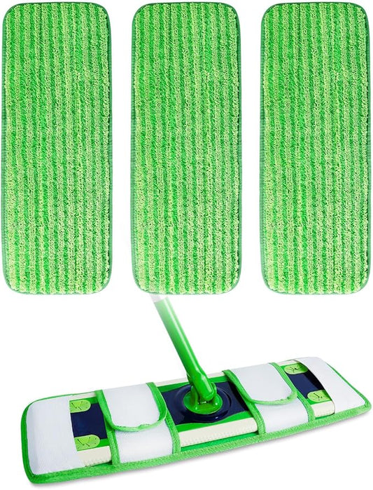 XL Wet Pads Refills for Swiffer XL Dry Sweeping Cloths Reusable XL Wet Mopping Pad Cleaning Cloths Microfiber Mop Pads for Hardwood Floor Cleaning (Green 3 Pack)