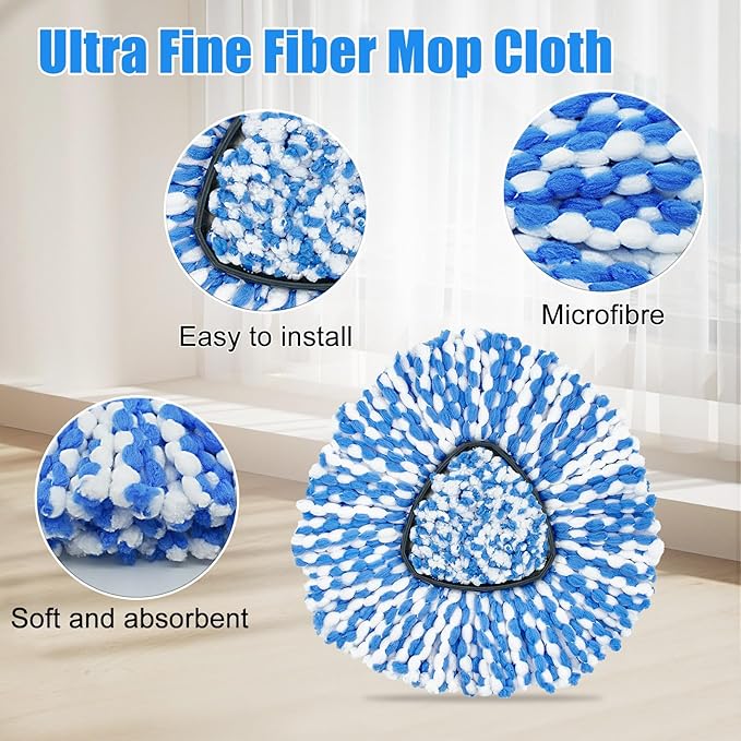 4Pack Mop Replacement Head for O Cedar RinseClean 2 Tank System, Mop Replacement Base and Upgrade Scrub Brush for O-Cedar,Spin Microfiber Mop Refills for Cleaning All Floors