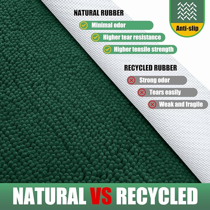 IM HOME Chenille Absorbent Outdoor Doormat 60" x 36", Washable Muddy Door Mats for Dog Non Slip Indoor Doormat Dog Mat for Muddy Paw Front Inside Doormats for Entryway Green