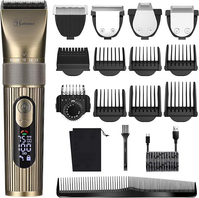 Hatteker Men's Beard Trimmer Professional Cordless Hair Clipper Barber Clipper Shaver Detail Trimmer for Men Waterproof 4 in 1