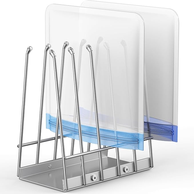 Reusable Sliver Bags Drying Rack: Stainless Steel Multiple Kitchen Storage Organizer